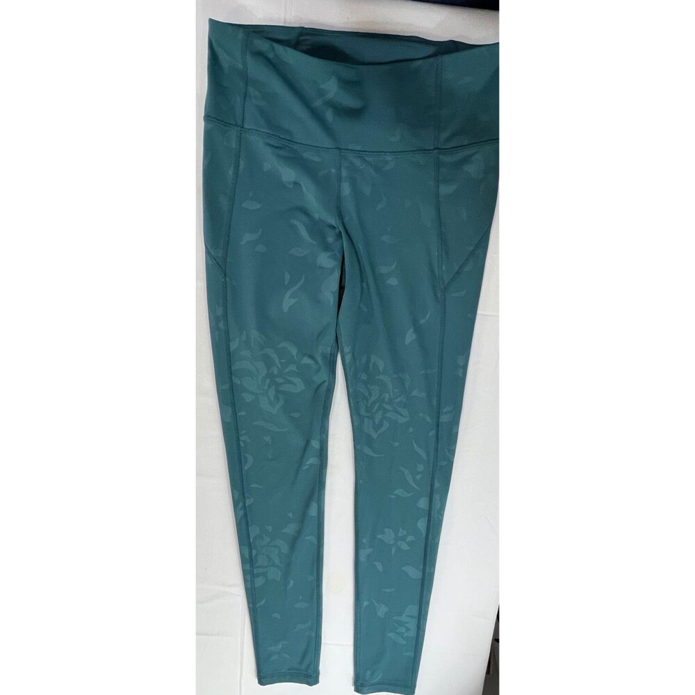 Under Armour Womens Heat Gear Green with Design Athletic Casual Leggings Size M